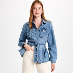BLANK N.Y.C. Belted Denim Barn Jacket In Left On Read Blue Size XS